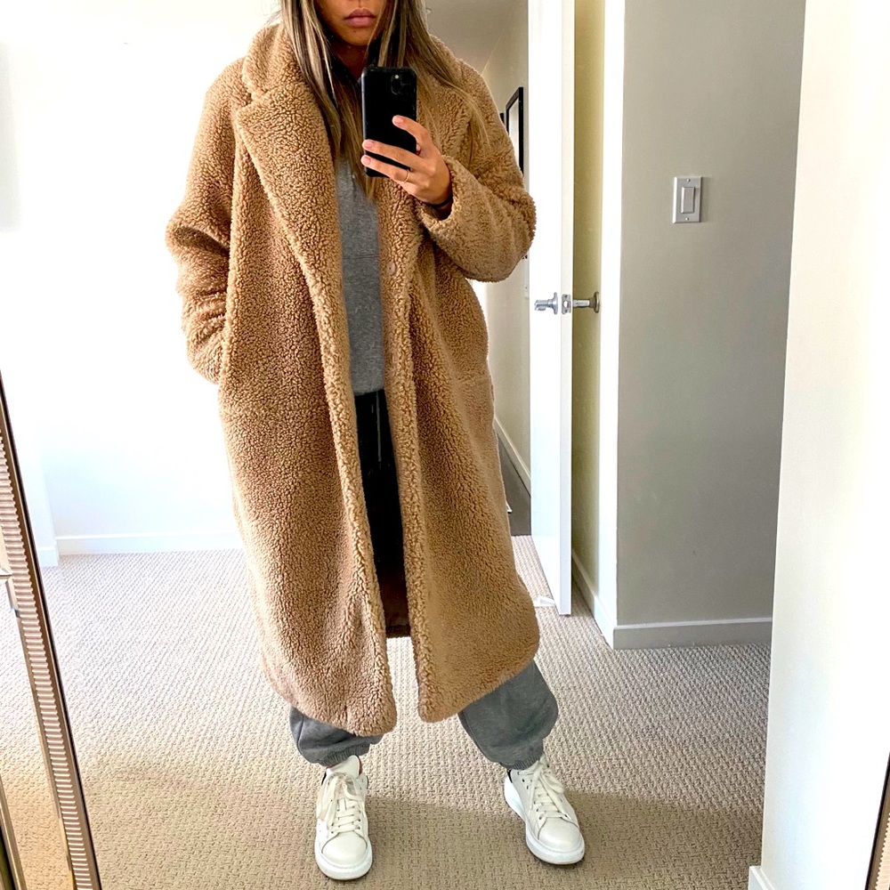 H&M Long brown Teddy Coat